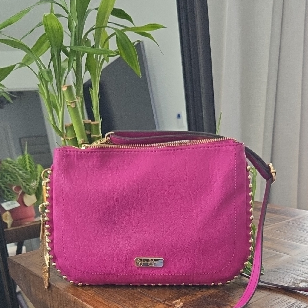 Jessica Simpson Pink Crossbody Bag with Silver Hardware